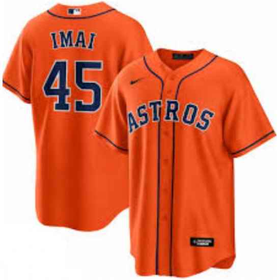 Men Houston Astros Tatsuya Imai #45 Orange Cool Base Stitched Home Jersey