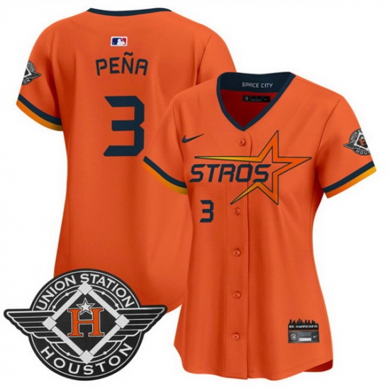 Women Houston Astros 3 Jeremy Pena Orange 2025 City Connect Limited Stitched Baseball Jersey