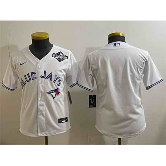 Youth Toronto Blue Jays Blank White 2025 World Series Cool Base Stitched Baseball Jersey