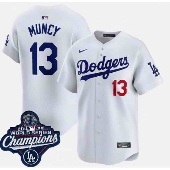 Men Los Angeles Dodgers 13 Max Muncy White 2025 World Series Champions Limited Stitched Baseball Jersey