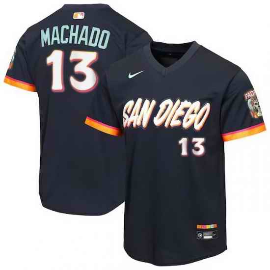 Youth San Diego Padres  13 Manny Machado Obsidian 2026 City Connect Stadium Stitched Baseball Jersey
