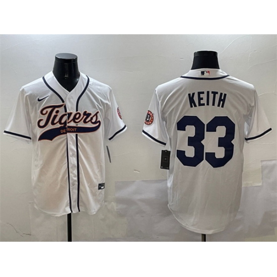 Men Detroit Tigers 33 Colt Keith White With Patch Cool Base Stitched Baseball Jersey