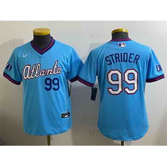 Youth Atlanta Braves 99 Spencer Strider Powder Blue 2026 City Connect Stadium Stitched Baseball Jersey