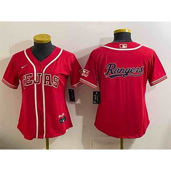 Women Texas Rangers Team Big Logo Red 2026 City Connect Stadium Stitched Baseball Jersey S