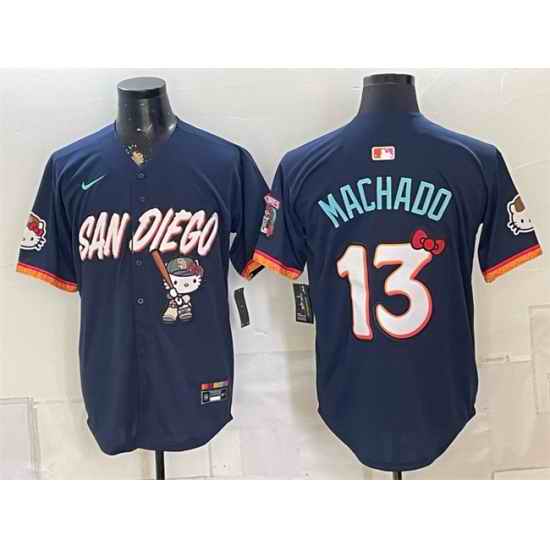 Men San Diego Padres X Hello Kitty 13 Manny Machado Obsidian 2026 City Connect Stadium Stitched Baseball Jersey
