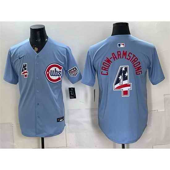 Men Chicago Cubs  4 Pete Crow Armstrong Blue 2026 USA 250 Fourth of July 2nd Alternate Limited Stitched Baseball Jersey