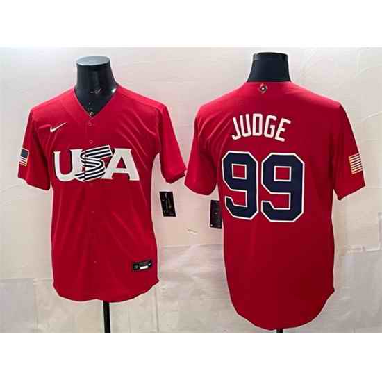 Men USA Baseball 99 Aaron Judge Red World Baseball Classic Stitched Jersey