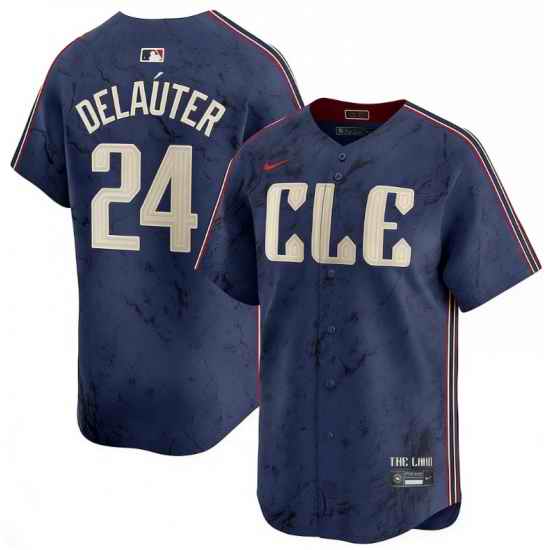 Men Cleveland Guardians Chase DeLauter 24 Navy Elite 2024 City Connect Jersey