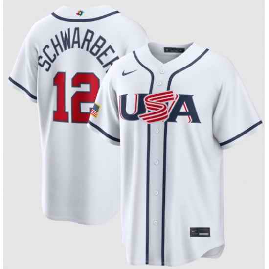 Men's USA Baseball Kyle Schwarber Nike White 2026 World Baseball Classic Home Stadium Jersey