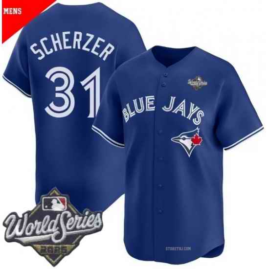 Men Toronto Blue Jays 31 Max Scherzer Royal Cool Base Stitched Baseball Jersey