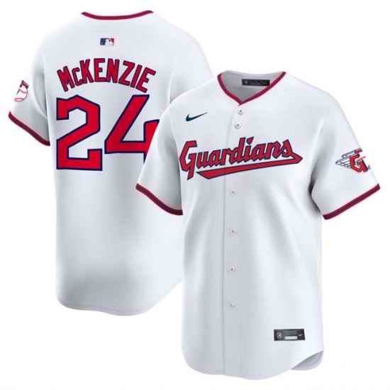 Men Cleveland Guardians 24 Triston McKenzie White Home Limited Stitched Baseball Jersey