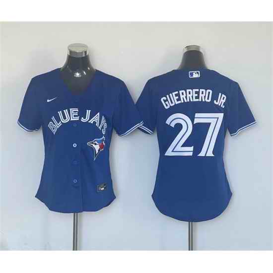 Women Toronto Blue Jays 27 Vladimir Guerrero Jr  Blue Cool Base Stitched Baseball Jersey 28Run Small 29