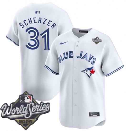 Men Toronto Blue Jays 31 Max Scherzer White 2024 Home Limited Stitched Jersey
