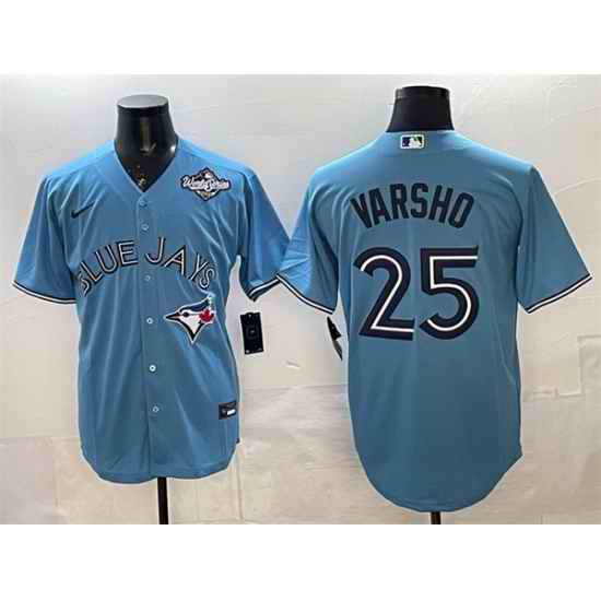 Men Toronto Blue Jays 25 Daulton Varsho Blue 2025 World Series Cool Base Stitched Baseball Jersey