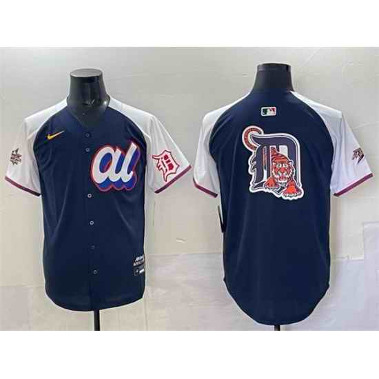 Men American League Detroit Tigers Team Big Logo Navy Alternate 2025 All Star Edition Limited Stitched Baseball Jersey