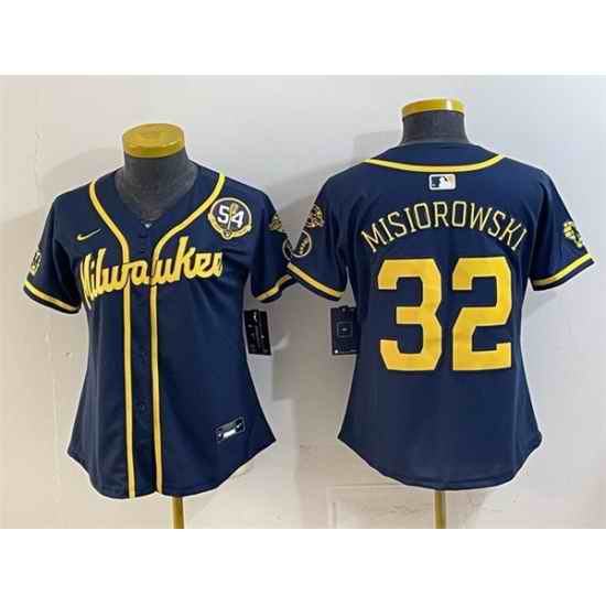 Youth Milwaukee Brewers 32 Jacob Misiorowski Navy With Home  Bob Uecker Patch Limited Stitched Jersey