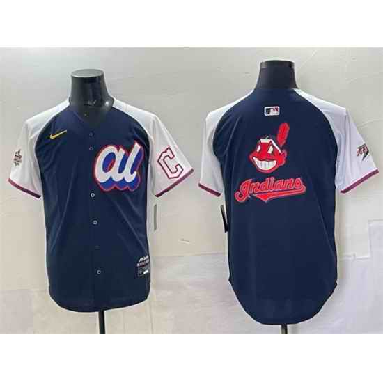 Men American League Cleveland Guardians Team Big Logo Navy Alternate 2025 All Star Edition Limited Stitched Baseball Jersey