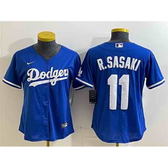 Women Los Angeles Dodgers 11 Roki Sasaki Royal Cool Base Stitched Baseball Jersey