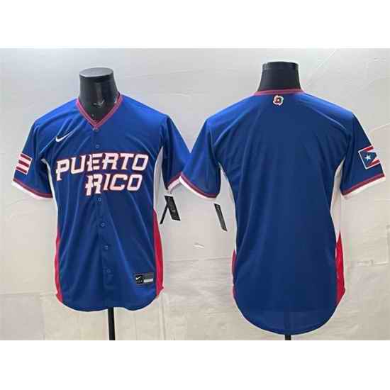 Men Puerto Rico Baseball Blank Blue 2026 World Baseball Classic Road Stadium Stitched Jersey