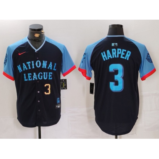 Men National League 3 Bryce Harper Navy 2024 All Star Limited Stitched Baseball Jersey 3