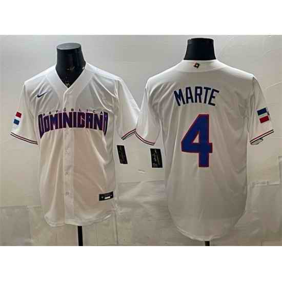 Men Dominican Republic Baseball  4 Ketel Marte White 2026 World Baseball Classic Home Stadium Stitched Jersey