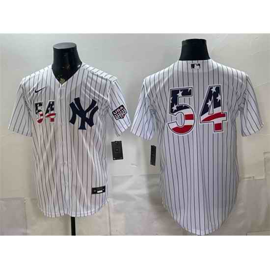 Men New York Yankees  54 Max Fried White 2026 USA 250 Fourth of July Home Stadium Stitched Baseball Jersey
