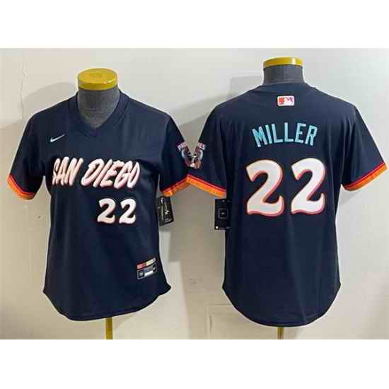 Youth San Diego Padres  22 Mason Miller Obsidian 2026 City Connect Stadium Stitched Baseball Jersey