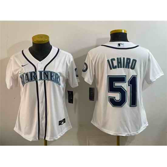 Women Seattle Mariners 51 Ichiro Suzuki White Cool Base Stitched Baseball Jersey