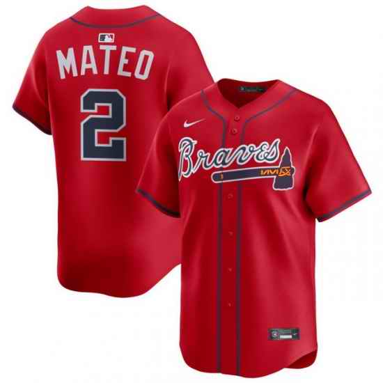 Men Atlanta Braves Nike Alternate Limited Jersey Red Mateo Jorge 2