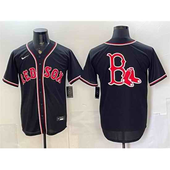 Men Boston Red Sox Team Big Logo 2026 Fashion Replica Black Out Stitched Baseball Jersey