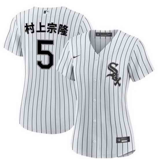 Women Chicago White Sox  5 Munetaka Murakami White Home Stitched Baseball Jersey Run Small