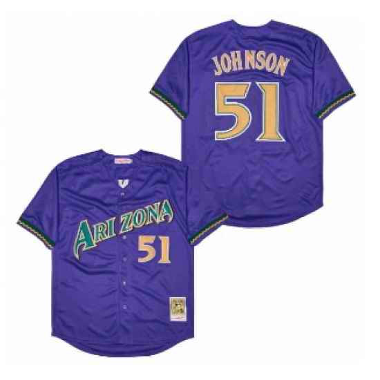 Men MLB Arizona Diamondbacks Randy Johnson Purple Mitchell & Ness Throwback Jersey