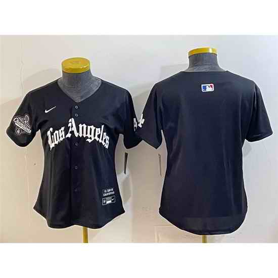 Women Los Angeles Dodgers Blank Black 2025 World Series Champions LA Gothic Edition Limited Stitched Baseball Jersey