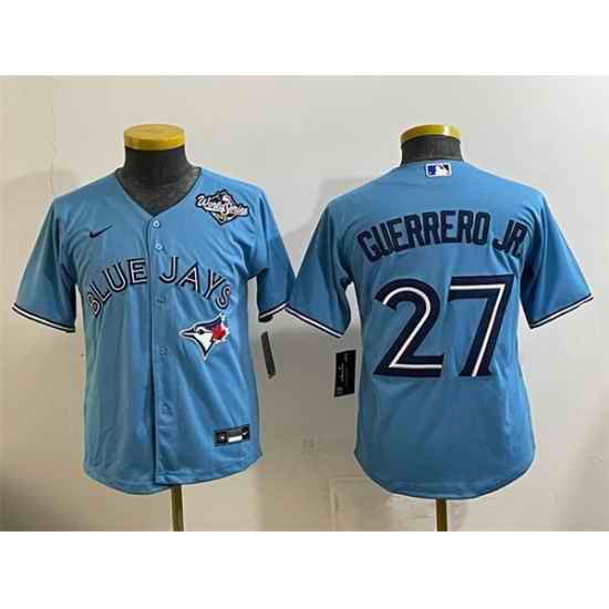 Youth Toronto Blue Jays 27 Vladimir Guerrero Jr  Blue 2025 World Series Cool Base Stitched Baseball Jersey