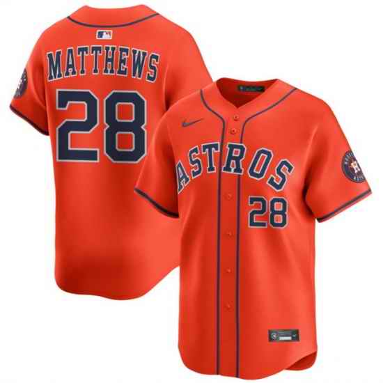 Men Houston Astros 28 Brice Matthews Orange 2025 Alternate Limited Stitched Baseball Jersey