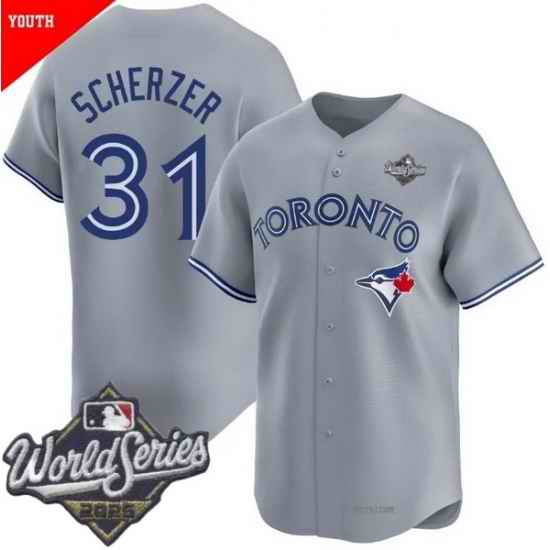 Men Toronto Blue Jays 31 Max Scherzer Gray Cool Base Stitched Baseball Jersey