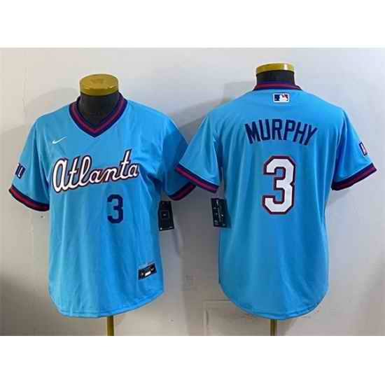 Youth Atlanta Braves 3 Dale Murphy Powder Blue 2026 City Connect Stadium Stitched Baseball Jersey