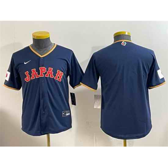 Youth Japan Baseball Blank Navy 2026 World Baseball Classic Road Stadium Stitched Baseball Jersey