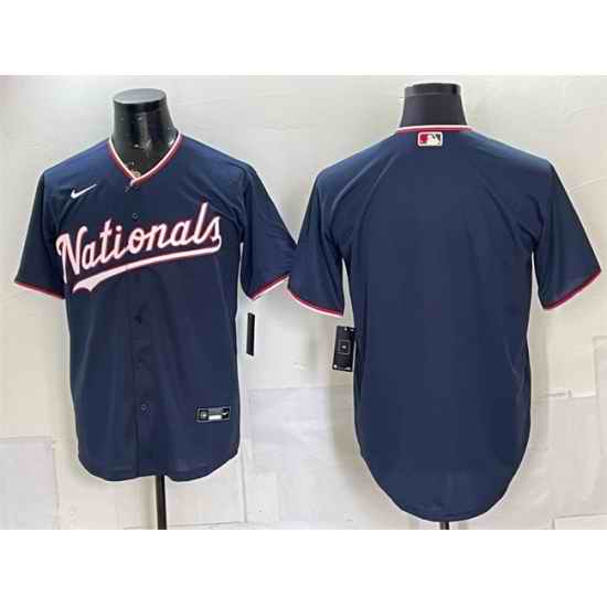 Men Washington Nationals Blank Navy Stitched Baseball Jersey