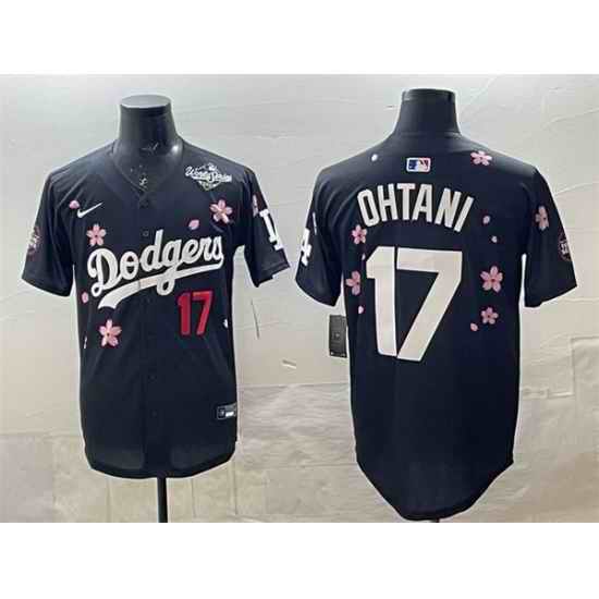 Men Los Angeles Dodgers 17 Shohei Ohtani Black 2025 World Series Patch Tokyo Series Limited Stitched Baseball Jersey
