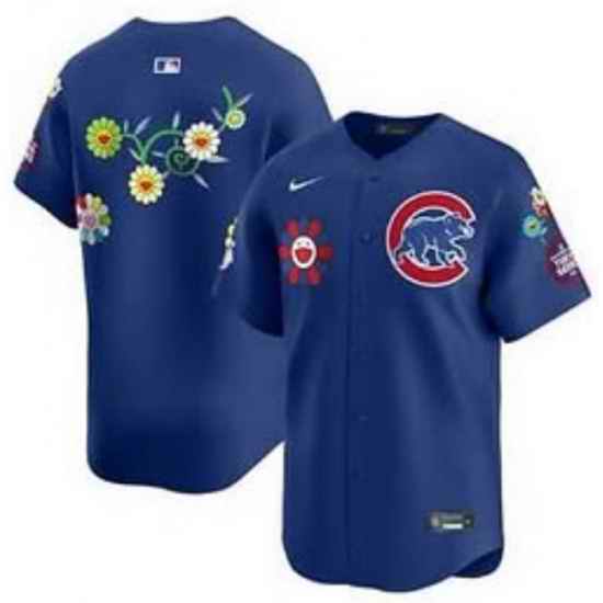 Men Chicago Cubs Blank Blue 2025 Tokyo Series Limited Stitched Baseball Jersey