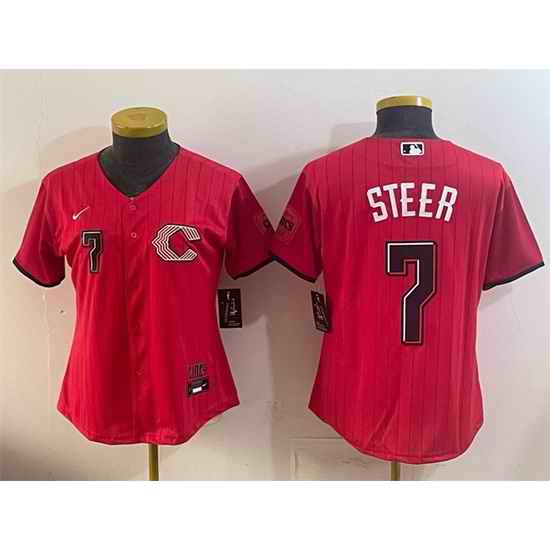 Youth Cincinnati Reds 7 Spencer Steer Red 2026 City Connect Stadium Stitched Baseball Jersey