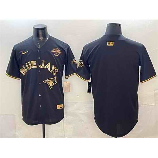 Men Toronto Blue Jays Blank Black Gold 2025 American League Champions Limited Stitched Baseball Jersey