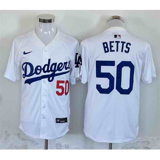 Men Los Angeles Dodgers 50 Mookie Betts White Home Limited Stitched Baseball Jersey