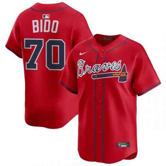 Men Atlanta Braves Nike Alternate Limited Jersey Red Bido Osvaldo 70