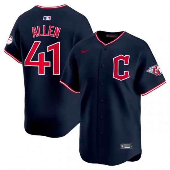 Men Cleveland Guardians 41 Carlos Santana Navy 2025 Alternate Limited Stitched Baseball Jersey