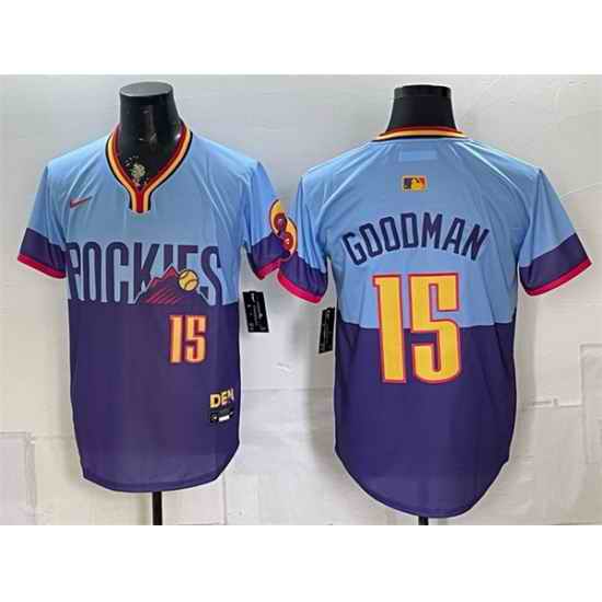 Men Colorado Rockies 15 Hunter Goodman Purple Light Blue 2025 City Connect Limited Stitched Baseball Jersey