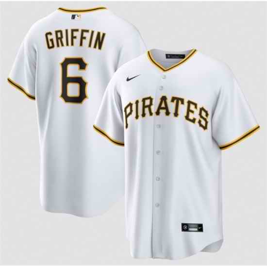 Men Pittsburgh Pirates  6 Konnor Griffin White Cool Base Stitched Baseball Jersey