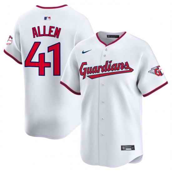Men Cleveland Guardians 41 Carlos Santana White Home Limited Stitched Baseball Jersey