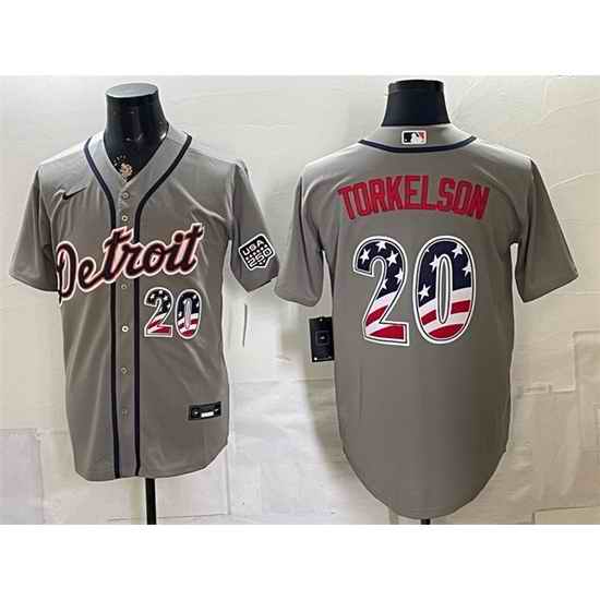 Men Detroit Tigers  20 Spencer Torkelson Grey 2026 USA 250 Fourth of July Stitched Baseball Jersey